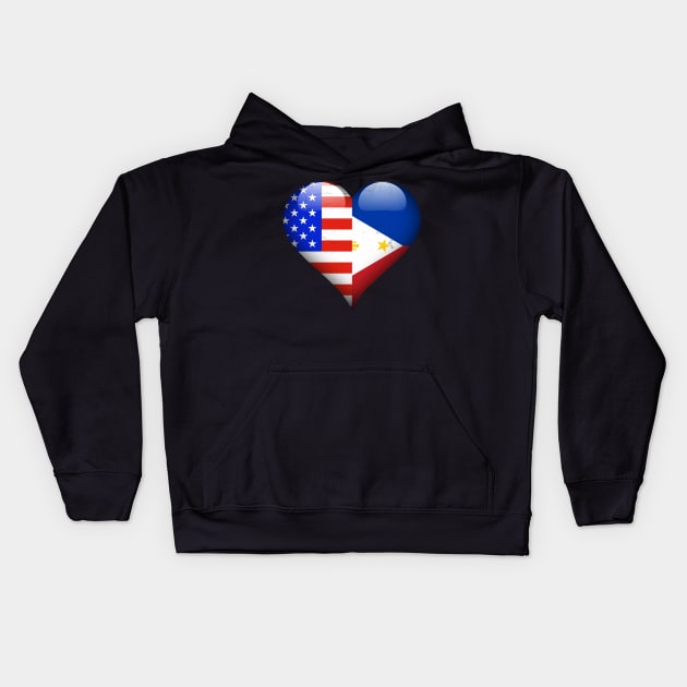 Half American Half Filipino - Gift for Filipino From Philippines Kids Hoodie by Country Flags